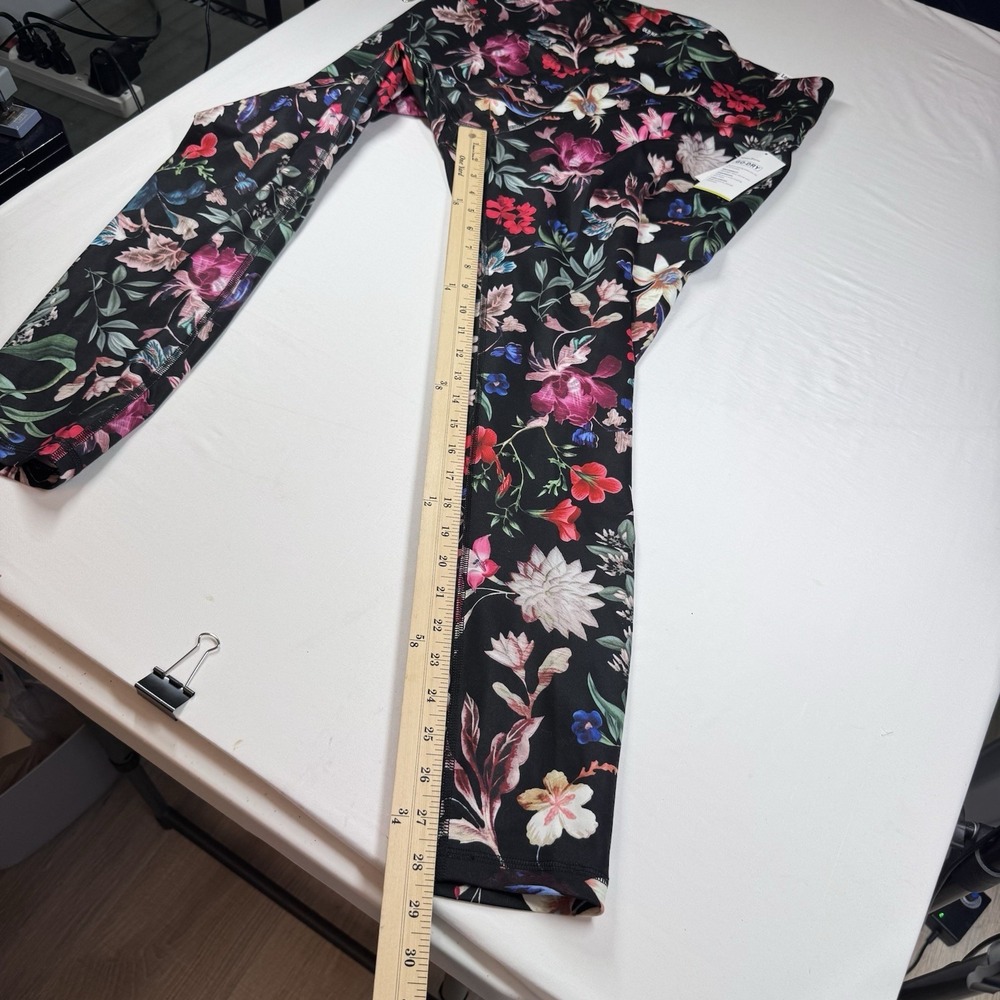 Old‎ Navy Active Go Dry NEW Floral Leggings Sz XXL High Waist Yoga Black Pink - Picture 9 of 10